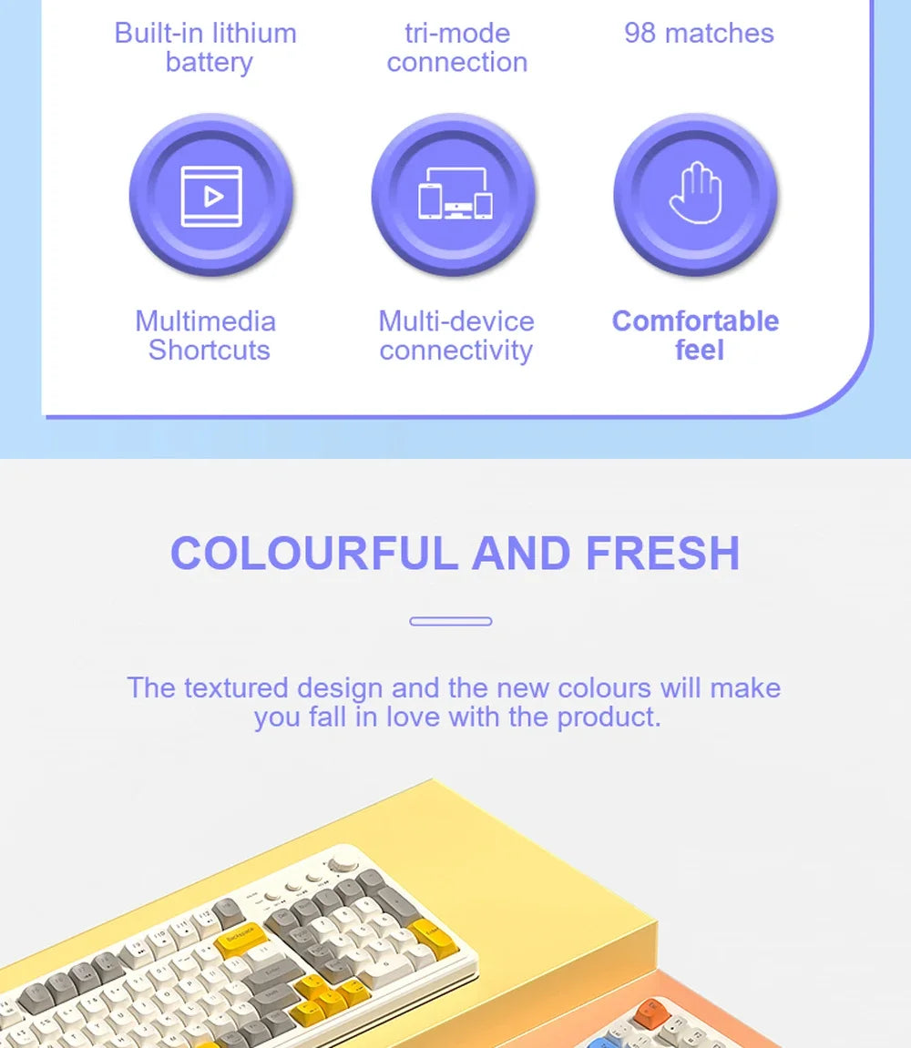 AULA S99 독거미 키보드 Membrane KeyboardWireless Bluetooth Wired Three Mode RGB Gamer Keyboards Office Typing Mute 99 Keys