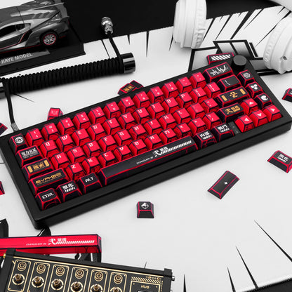 Manga Red Black Cherry Keycap Kit PBT 129 Key Mx Switch HI75 HI8 68 F99 104 64 Wooting Mechanical Keyboard