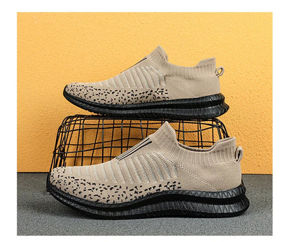 Men's Breathable Sneakers Comfortable Running Shoes Outdoor Slip-On Walking Sneakers Sock Jogging Shoes