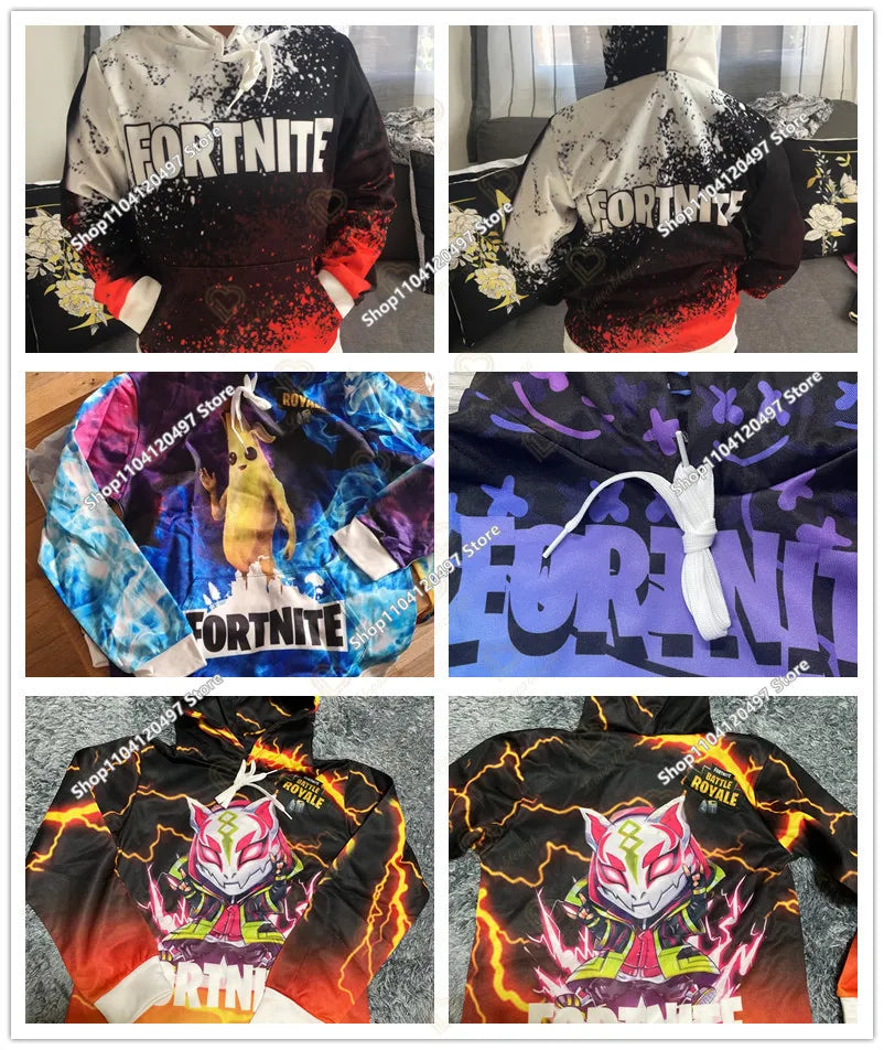 Hanorac cosplay Fortnite, hanorac unisex cu glugă imprimat 3D, jachetă casual, jachetă anime, jachetă kawaii, îmbrăcăminte pentru copii, cadouri