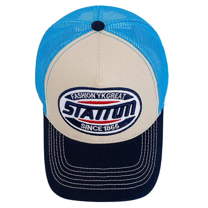 Unisex Baseball Cap Classic STATION Letter Pattern Mesh Cap Men And Women Breathable Streetwear Summer Trucker Hat
