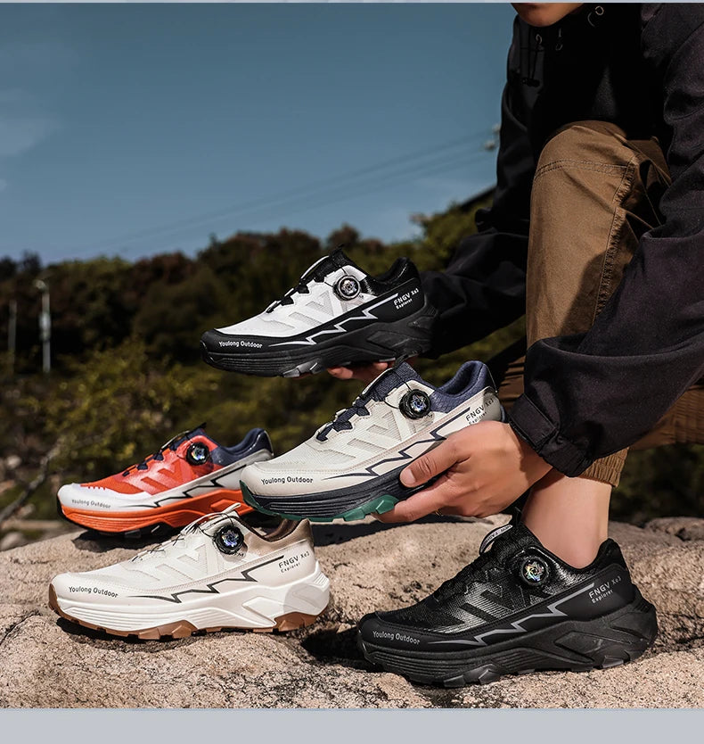 Sneakers til mænd, casual udendørssko, skridsikre, stødabsorberende og alsidige offroad-vandresko med komfortabel, blød sål til løb for mænd
