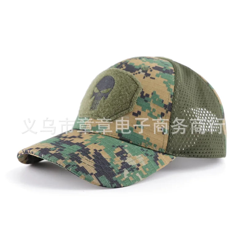 New Camo Baseball Cap for Men, Tactical Military Style with Velcro Patch, Outdoor Hiking Sun Hat & Peak Cap