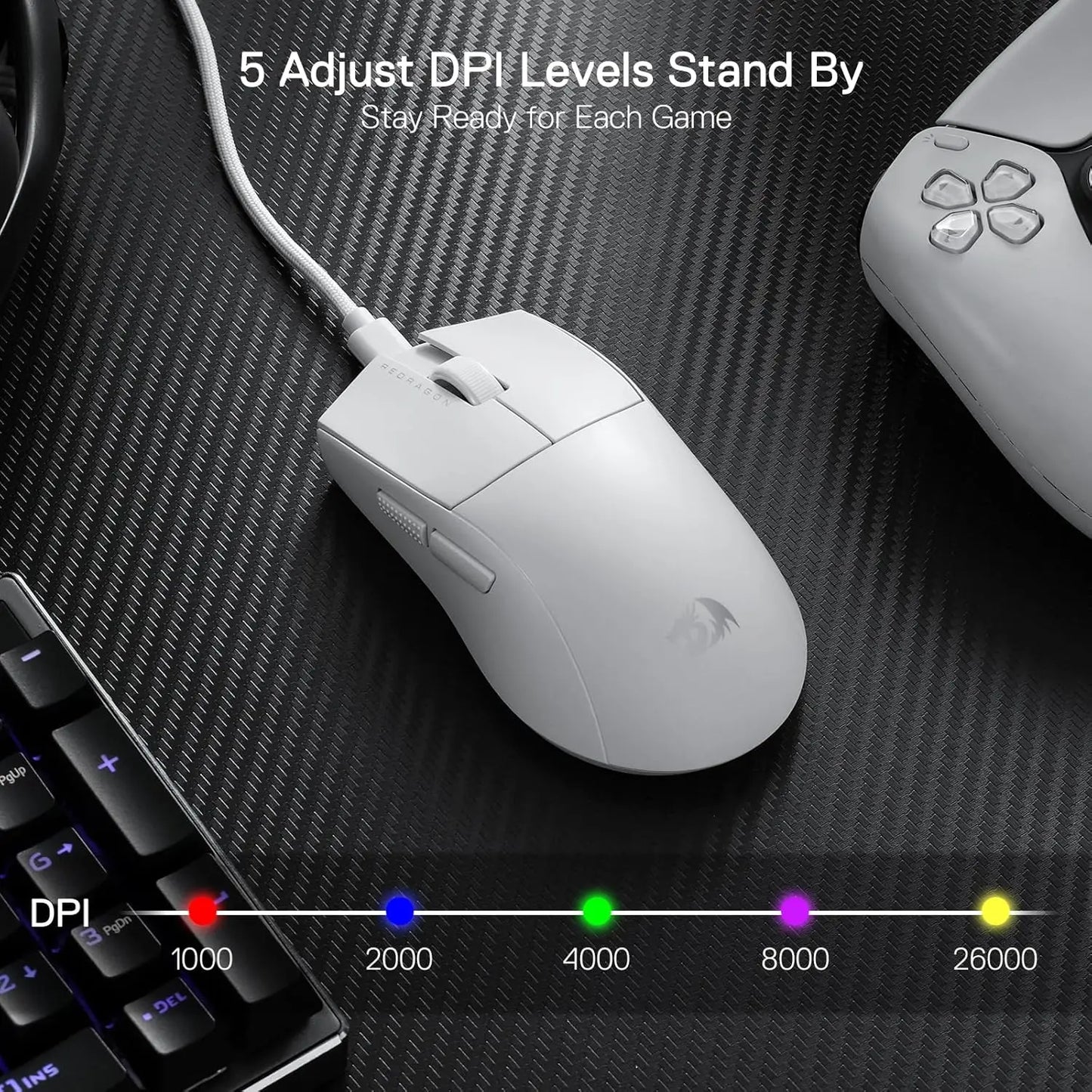 Redragon M996 Wired 8K 26,000 Max DPI 2.4G Gaming Mouse