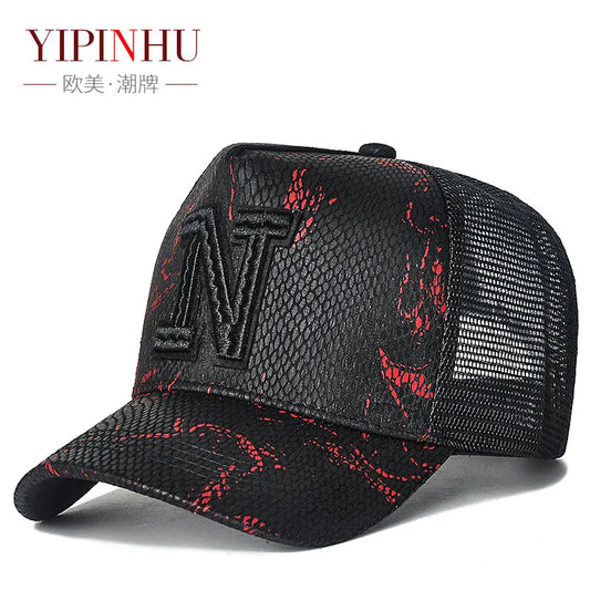 High top hat, mesh men's baseball cap, summer sun protection, breathable outdoor truck cap, men's