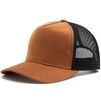 2025 Unisex 5 panel Mesh Suede Trucker Hat Custom Print Logo Men Baseball Cap Spring Summer Breathable Sports Hats Women gorros