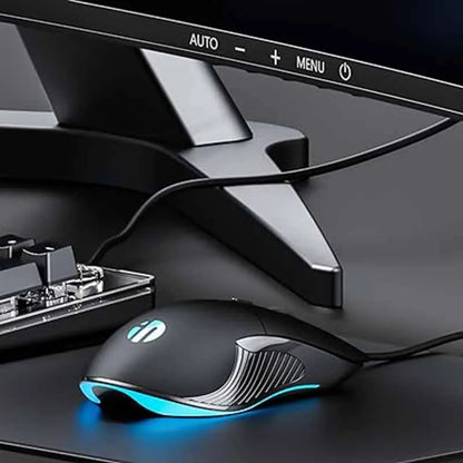 INPHIC B2 trådbunden USB-mus 7200DPI justerbar och 6 programmerbara knappar, tyst klick, optisk spårning, för PC och bärbara datorer