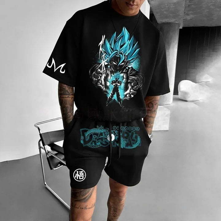 2026 Cartoon Dragon Ball T-shirt Children's Top T-shirt Shorts Two-piece Set Summer Boy T-shirt+shorts Beach Pants
