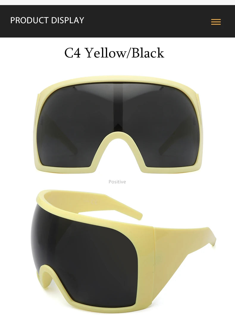 Oversized Black Punk Goggle Sunglasses Women Men Luxury Brand Designer Y2K Sport Sun Glasses Retro One Piece Outdoor Shade UV400