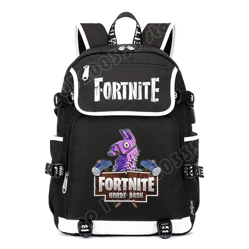 Fortnites Rucksack mit großem Fassungsvermögen, lässige Umhängetasche mit USB-Anschluss, Unisex-Anime-Schultasche für Schüler, neues stilvolles Schreibwaren-Geschenk