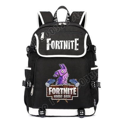 Fortnites Rucksack mit großem Fassungsvermögen, lässige Umhängetasche mit USB-Anschluss, Unisex-Anime-Schultasche für Schüler, neues stilvolles Schreibwaren-Geschenk