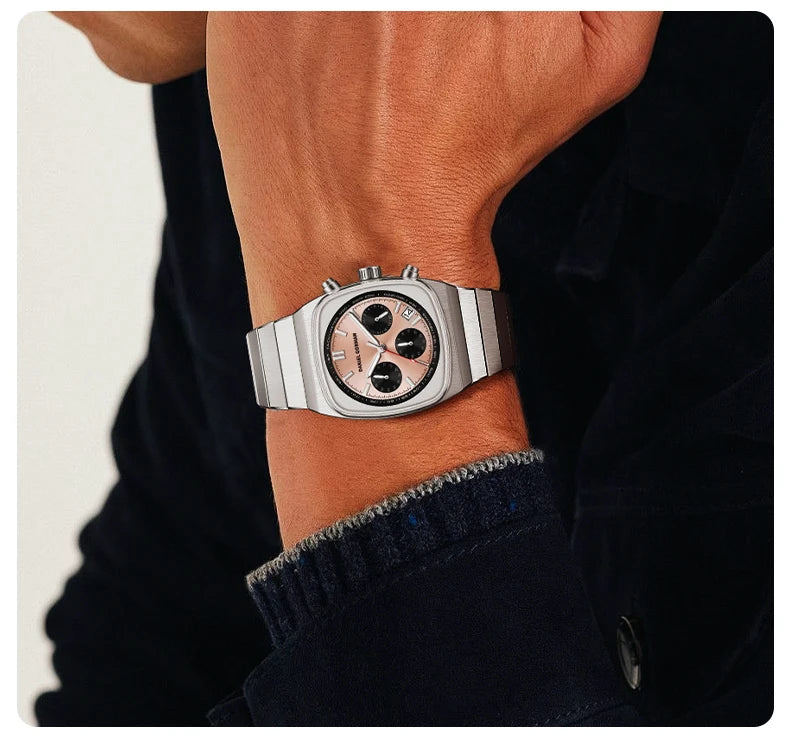 DG9008 Men Watch Original Fashion Brand Quartz Waterproof Luminous Watch For Man Three Small Dial Sport Moon Phase Watch