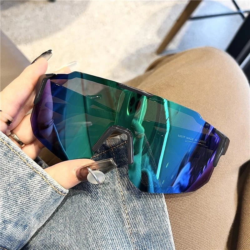 New Cycling Sunglasses Large Frame UV400 Shades UV Protection Outdoor Sports Windproof Anti-Ultraviolet Hiking Climbing Goggles