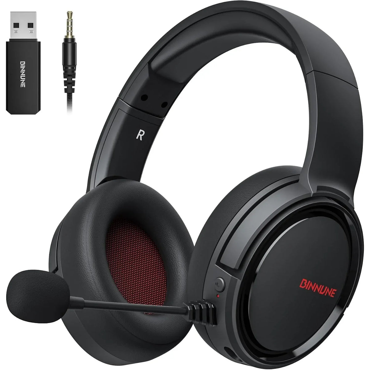 Casque de jeu sans fil BINNUNE BW02 avec micro, léger, circum-auriculaire, Bluetooth, faible latence, micro à réduction de bruit