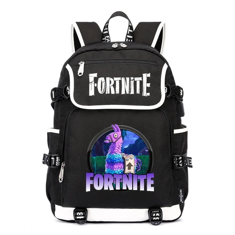 Fortnites Rucksack mit großem Fassungsvermögen, lässige Umhängetasche mit USB-Anschluss, Unisex-Anime-Schultasche für Schüler, neues stilvolles Schreibwaren-Geschenk