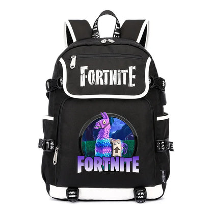 Fortnites Rucksack mit großem Fassungsvermögen, lässige Umhängetasche mit USB-Anschluss, Unisex-Anime-Schultasche für Schüler, neues stilvolles Schreibwaren-Geschenk