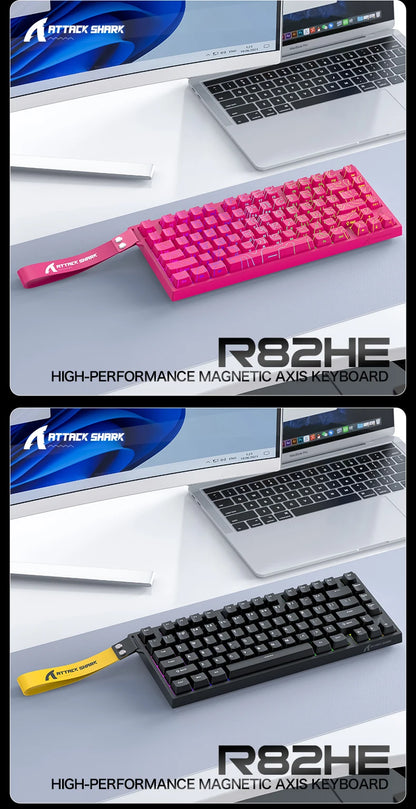 ATTACK SHARK R82 HE kabelgebundene magnetische 75%-Gaming-Tastatur mit RGB, 8000Hz, Rapid Trigger und 0.005mm Auslösung
