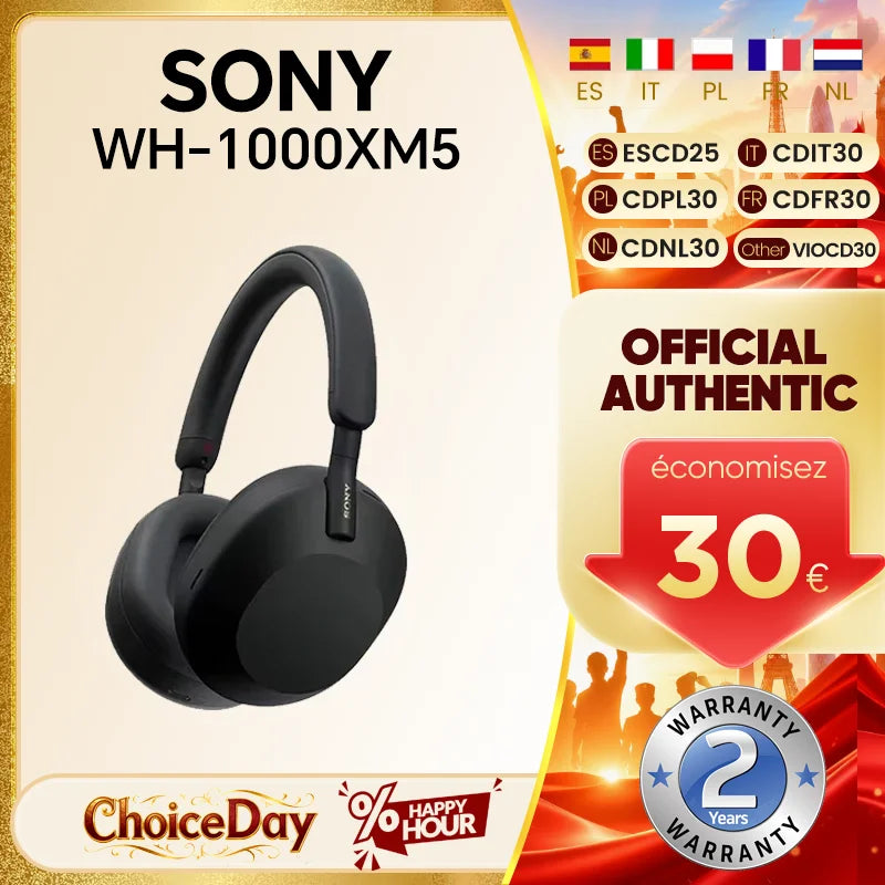 Sony WH-1000XM5 kabellose Noise-Cancelling-Kopfhörer – Premium-Bluetooth-5.2-Over-Ear-HiFi-Headset mit 30mm-Treiber, Mikrofon und langer Akkulaufzeit