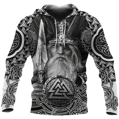 2024 Mens Hoodies Eagle Tattoo Pattern Vikings 3D Printed Fashion Casual Harajuku Hip Hop Autumn And Winter Oversized Sudaderas, Produit gaming premium Fraquane, produits de luxe, nouvelle génération, équipement gamer