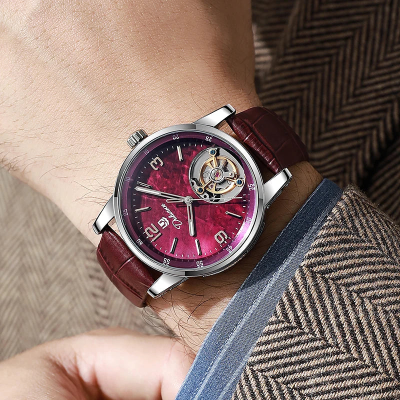 Férfi divatos sportos, automatikus, mechanikus, vízálló tourbillon karóra – prémium márkájú luxus karóra