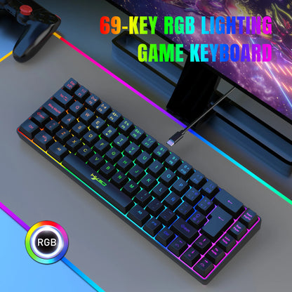 Offerta imperdibile! Tastiera gaming cablata spagnola a 69 tasti con retroilluminazione RGB, design compatto 68%, un accessorio indispensabile per professionisti e gamer