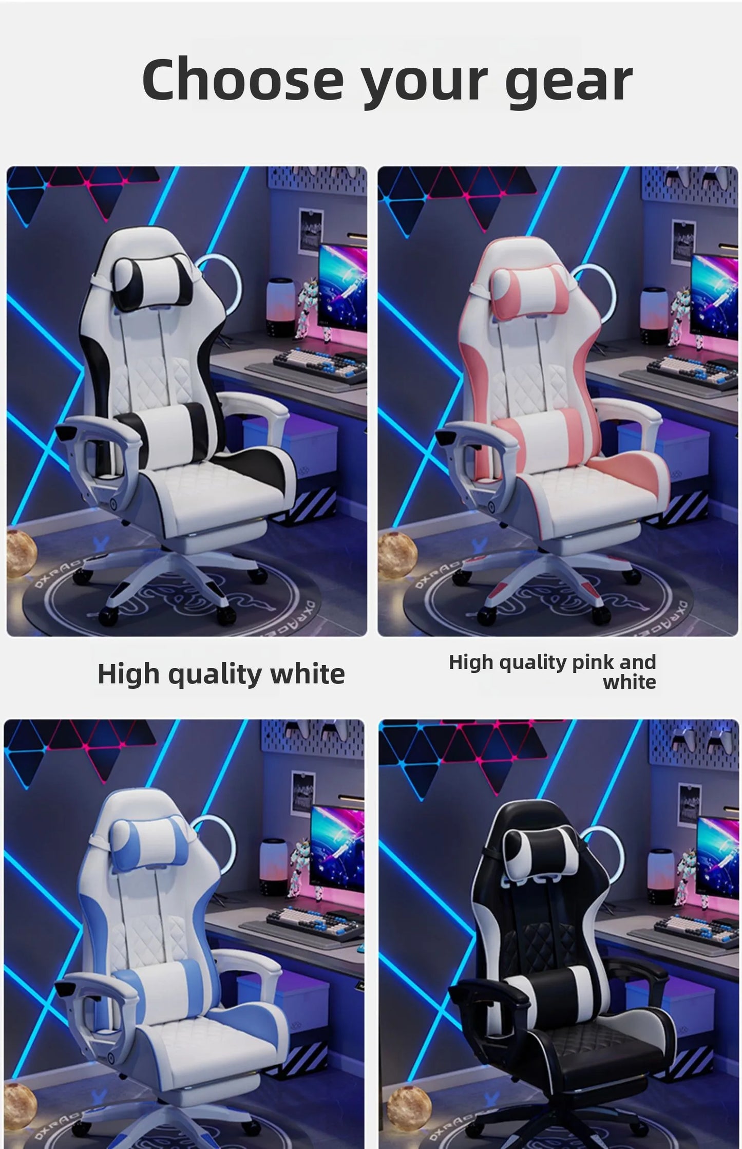 Sedia e-sport da uomo confortevole per sessioni prolungate, sedia da computer reclinabile per il relax, schienale