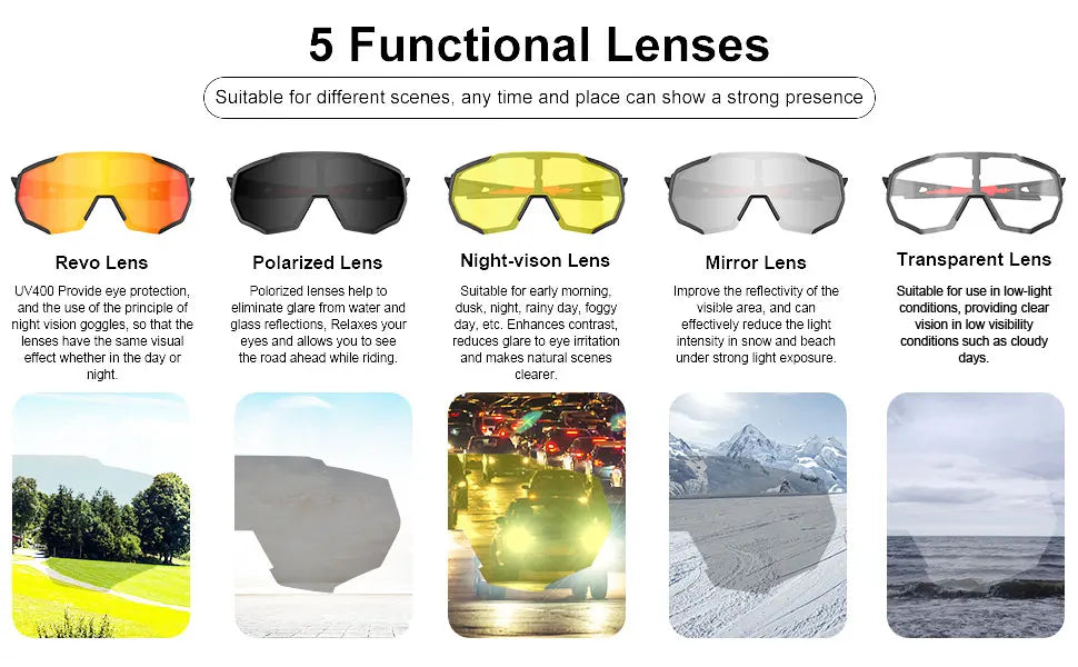 X-TIGER Cycling Glasses Polarized Glasses Bike Eyewear Sports Men's Photochromic Sunglasses MTB Road Bicycle Goggles 3/5 Lens
