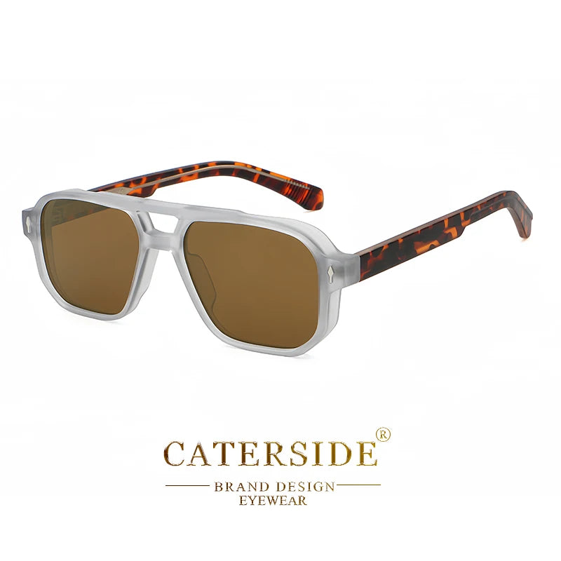 CATERSIDE Vintage Punk Sunglasses Men Flat Top Double Bridges High Quality Sun Glasses Women Travel Party Festival Eyeglasses