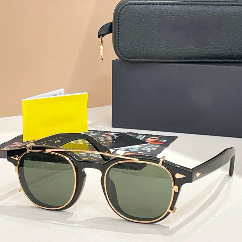 Acetate Round Classical Sunglasses for Men and Women High Quality Brand Designer UV400 Outdoor Luxury Retro Eyeglasses