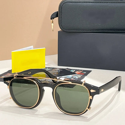 Acetate Round Classical Sunglasses for Men and Women High Quality Brand Designer UV400 Outdoor Luxury Retro Eyeglasses