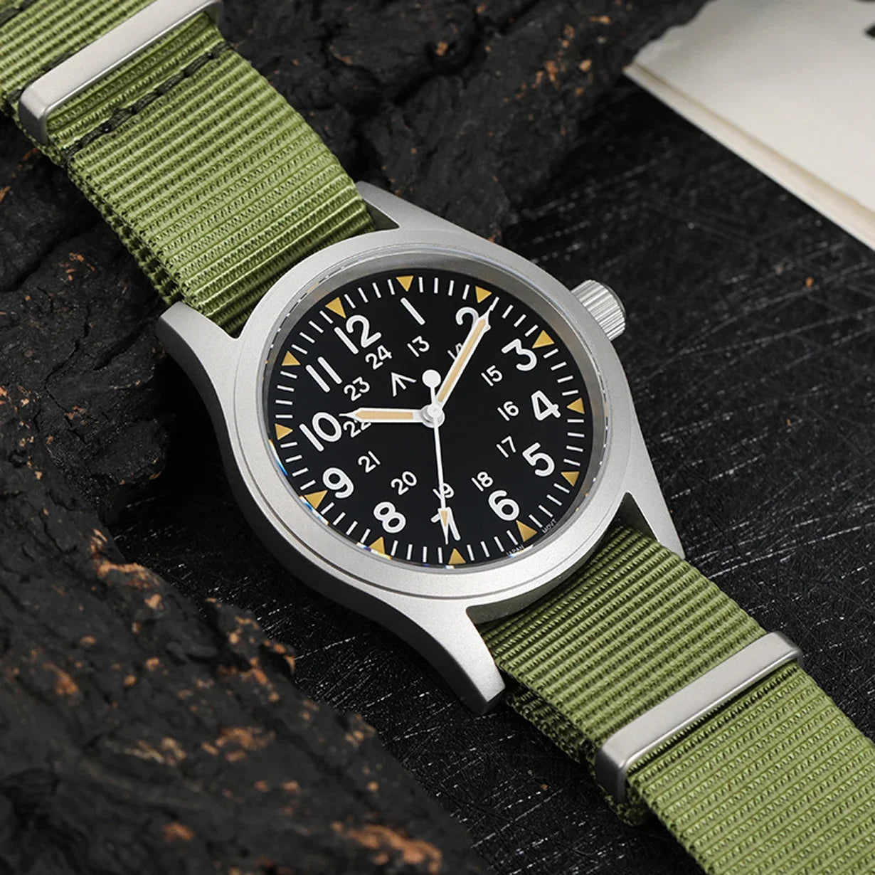 Militado ML05 38mm Military Watch Miyota 2035 Movement Domed Sapphire Crystal C3 Green Luminous 10Bar Waterproof Vintage Watches