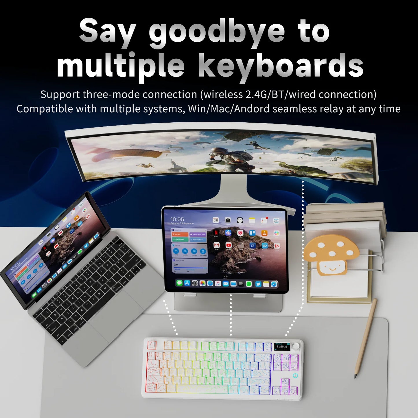 Ajazz AK870 V2 Gaming Mechanical Keyboard Is A Hot-Swaddable RGB Wired Gaming Keyboard Suitable For Various Scenarios On Laptops