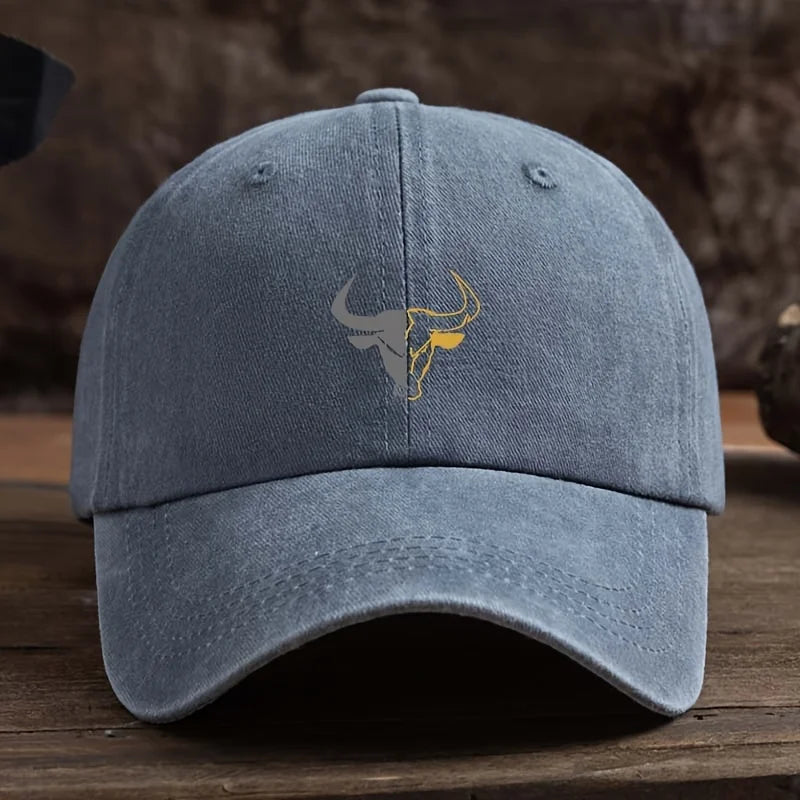 Fashionable Bull Head Printed Baseball Hat Multi functional Outdoor Leisure Fishing Hat Travel Sunshade Duck billed Hat