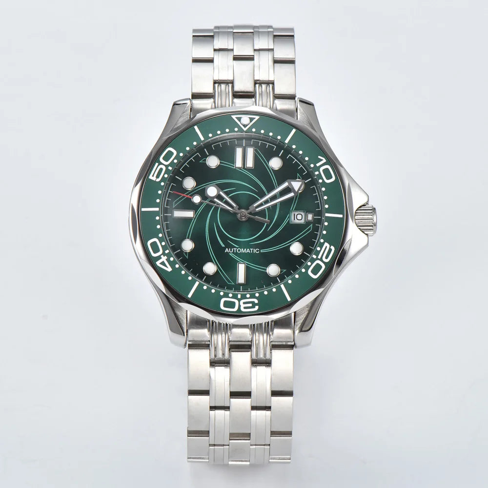 Parnsrpe 2026 New Miyota 8215 Automatic Dive Watch for Men Luxury Sport Green Dial Luminous Sapphire Crystal Date Waterproof Bus