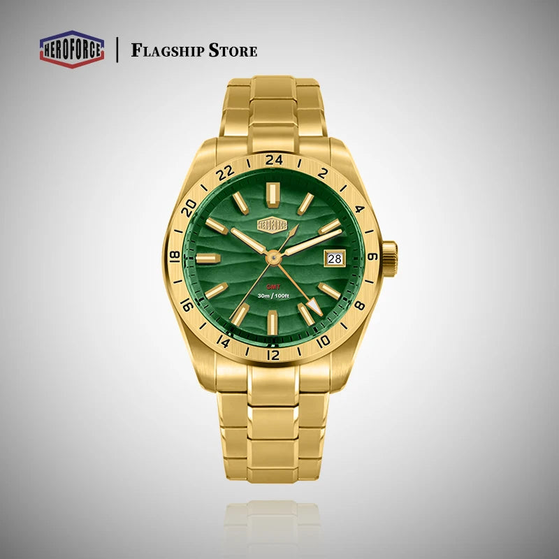 HEROFORCE Men's Well-known Brand Watch; Men's Fashion Waterproof Luminous Stainless Steel Band Casual Calendar Quartz Men Watch
