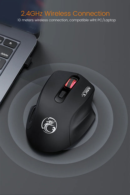 Silent Rechargeable 1600 DPI Adjustable 2.4GHz Wireless Connection Mouse Quiet Click For Office Use Compatible Wiht PC Laptop