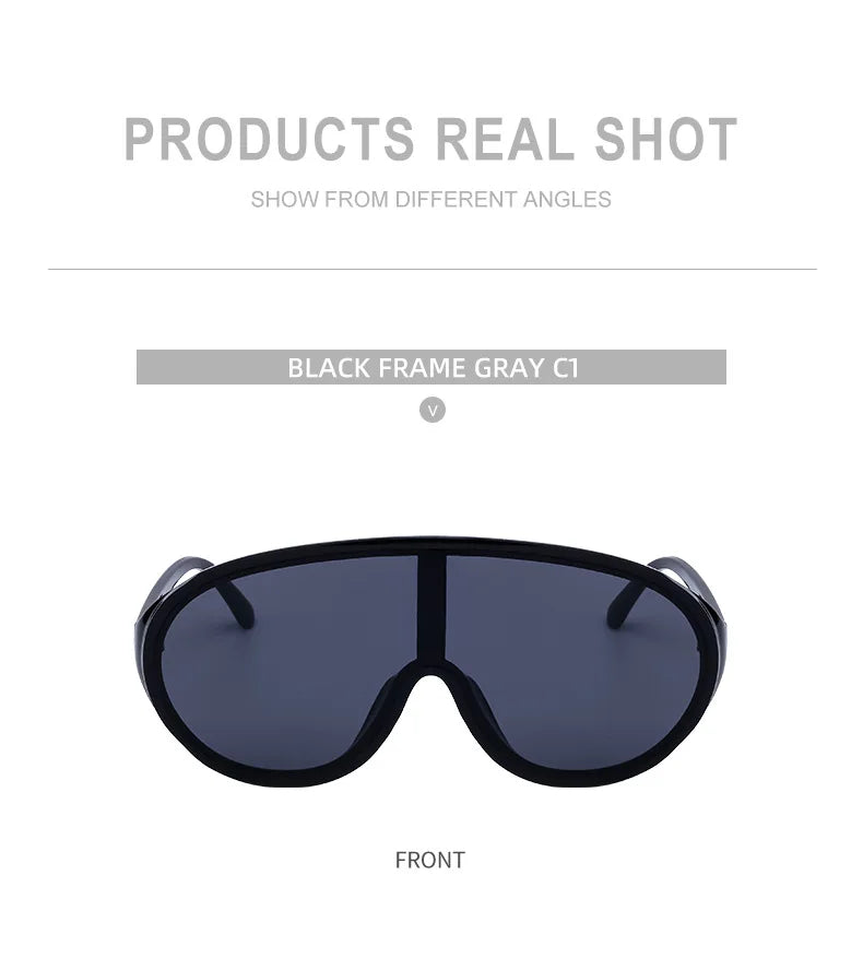 Trendy Oversized One Piece Sunglasses Women Men 2026 Luxury Brand Designer Sun Glasses Fashion Shield Shades Big Frame Eyewear