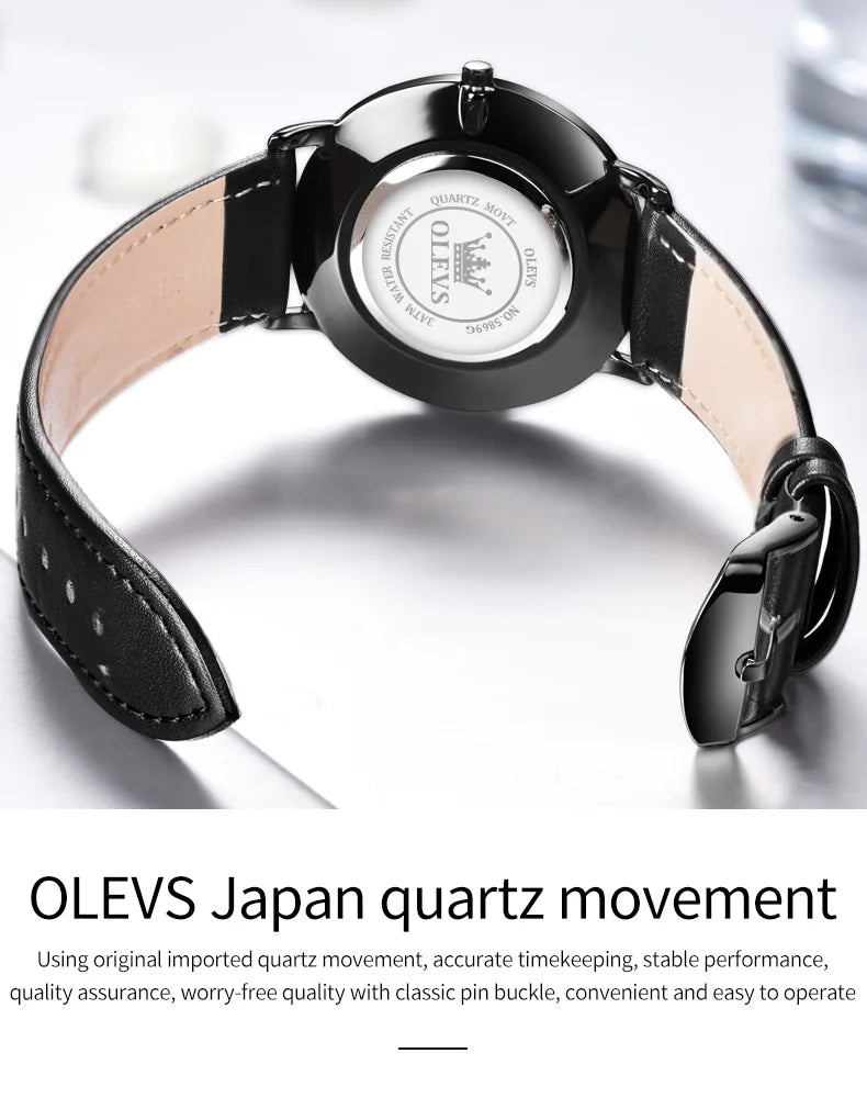 OLEVS 5869 Men's Watch Japan Quartz Movement Thin Case Fashion Waterproof Watch For Men Calendar Simple Original Male Wristwatch