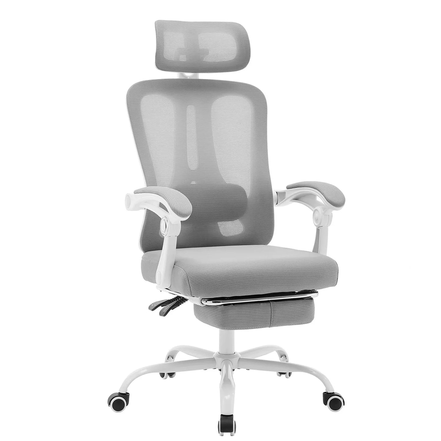 Ergonomic Office Chair With Adjustable Lumbar Support & Footrest, High-Back Mesh Gaming Chair With Tilt Mechanism For Home
