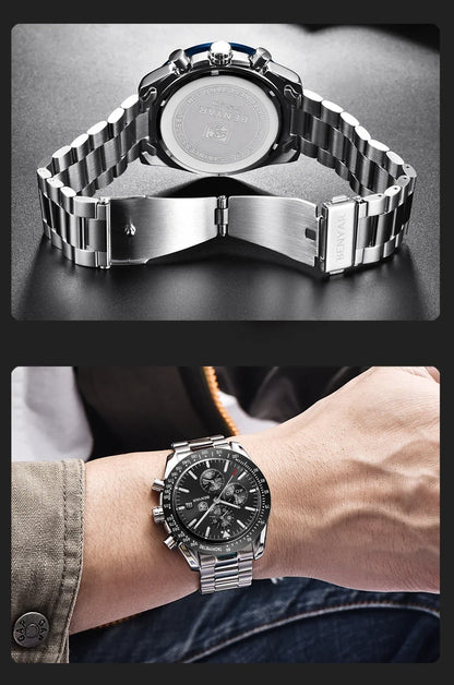 Men Watch BENYAR Top Brand Luxury Full Steel Business Quartz Watch Men Casual Waterproof Sports Watches Clock Relogio Masculino