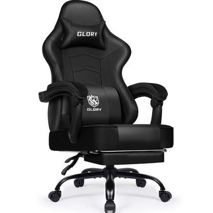 AUTHMIC Ergonomic Gaming Chair High Back Reclining Office Chair with Adjustable Lumbar Support, Headrest, Footrest & PC Gamer Seat