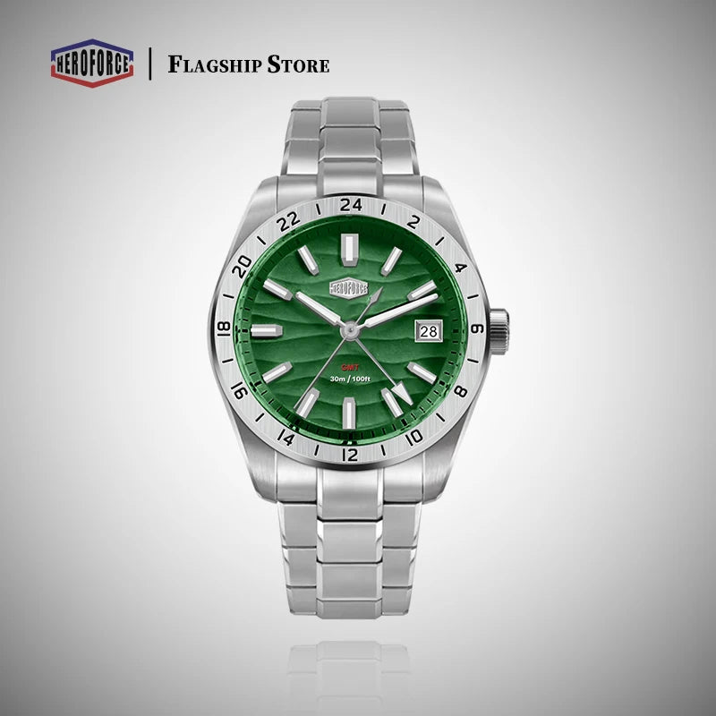 HEROFORCE Men's Well-known Brand Watch; Men's Fashion Waterproof Luminous Stainless Steel Band Casual Calendar Quartz Men Watch