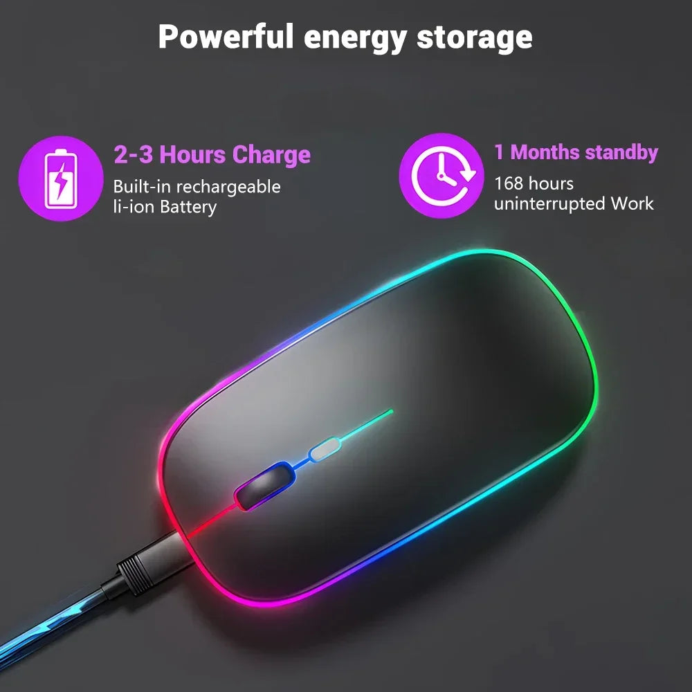 Trådløs genopladelig mus med dobbelt tilstand, Bluetooth-kompatibel 2.4G USB-computermus til laptop, iPad, tablet og notebook – gamingmus