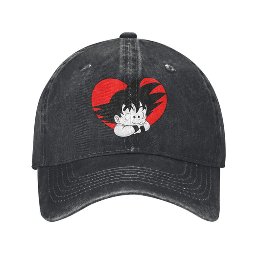 Dragon Ball DBZ Goku Baseball Caps Distressed Cotton Red Heart Headwear Unisex Style Outdoor All Seasons Travel Gift Hats Cap