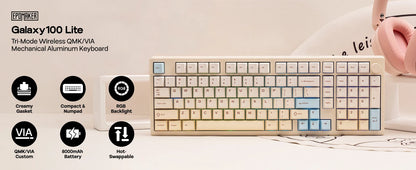 EPOMAKER Galaxy100 Lite QMK/VIA 96% ANSI US Layout Hot-Swap Wired/2.4GHz/BT Wireless 1800 Aluminum Gasket Mechanical Keyboard