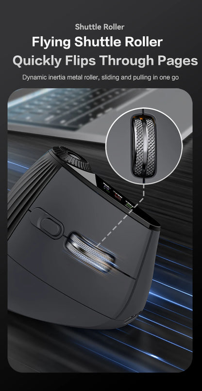 Jomaa RGB Φωτιζόμενο Ασύρματο Κάθετο Ποντίκι Speed Roller με Ρυθμιστικό Κουμπί Λειτουργιών, Bluetooth USB, Εργονομικό Ποντίκι με Αθόρυβο Κλικ