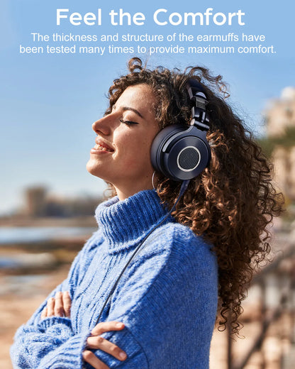 OneOdio Monitor 60 Wired HiFi Headphones Professional Studio DJ Headphones with 50mm Driver, Stereo Over Ear Headset, Detachable Cable & Microphone