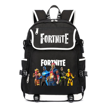 Fortnites Rucksack mit großem Fassungsvermögen, lässige Umhängetasche mit USB-Anschluss, Unisex-Anime-Schultasche für Schüler, neues stilvolles Schreibwaren-Geschenk