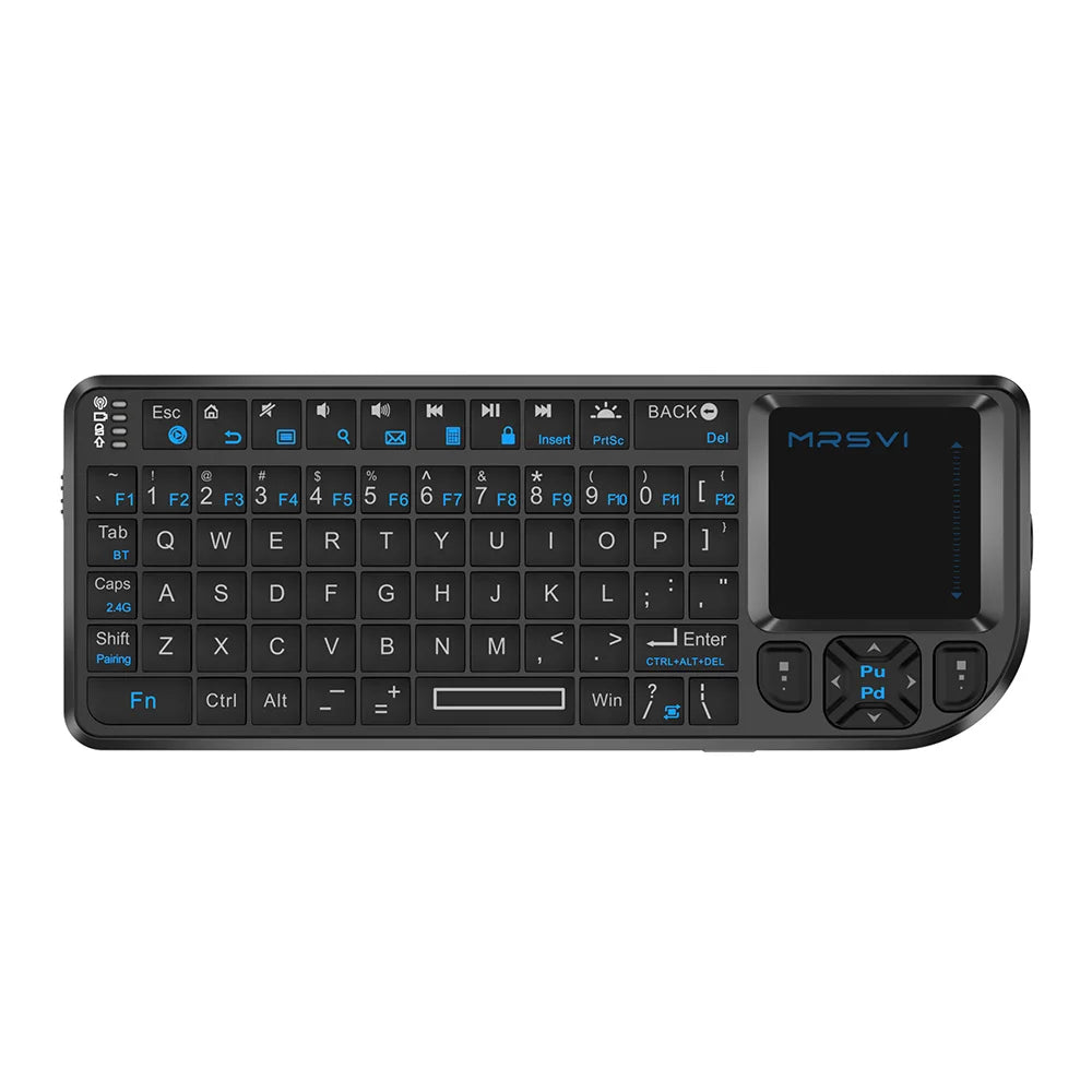 Teclado Bluetooth Mini MRSVI A8 PLUS, teclado inalámbrico retroiluminado de 2.4GHz con panel táctil para Android TV Box, Mac, portátil y Windows
