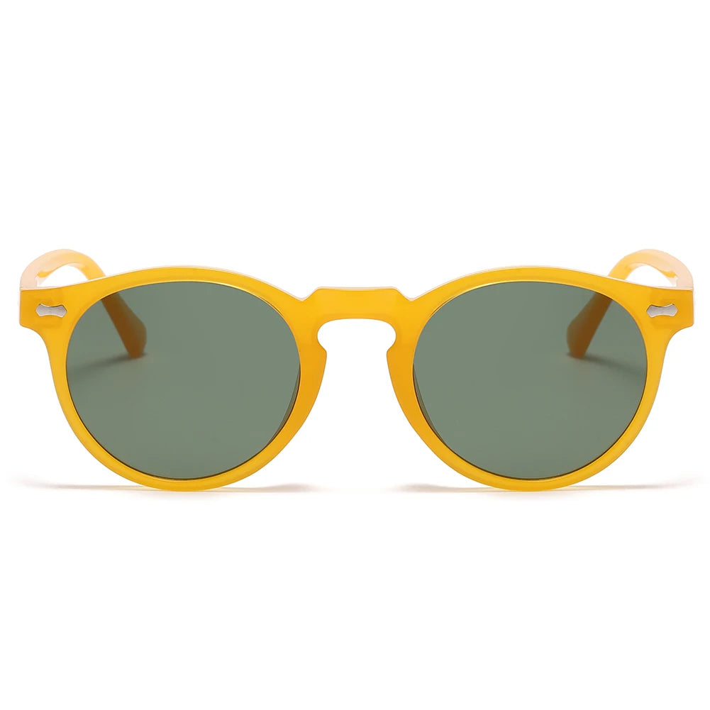 Peekaboo polarized sunglasses for men korean fashion driving round sun glasses for women uv400 green brown summer accessories